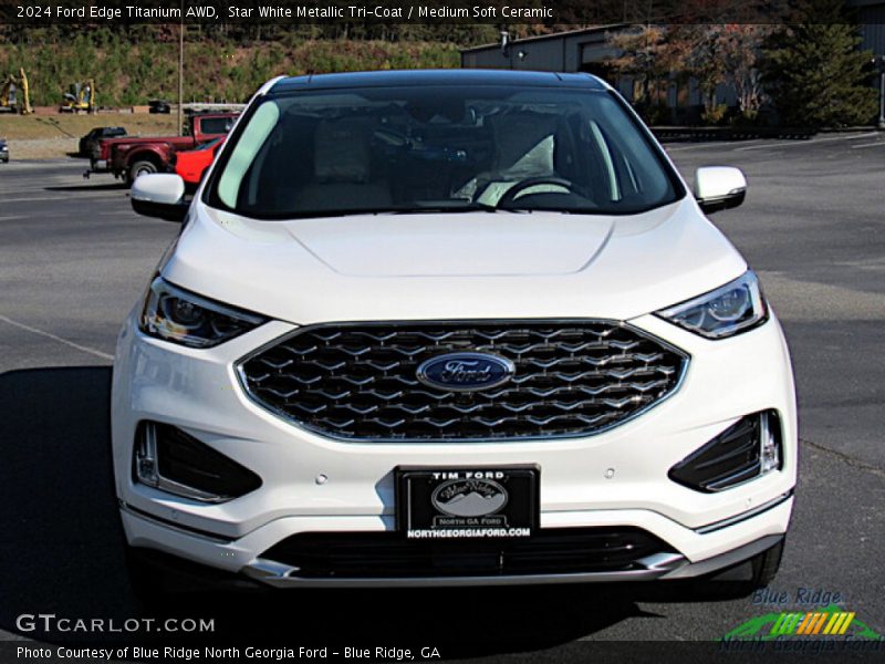 Star White Metallic Tri-Coat / Medium Soft Ceramic 2024 Ford Edge Titanium AWD