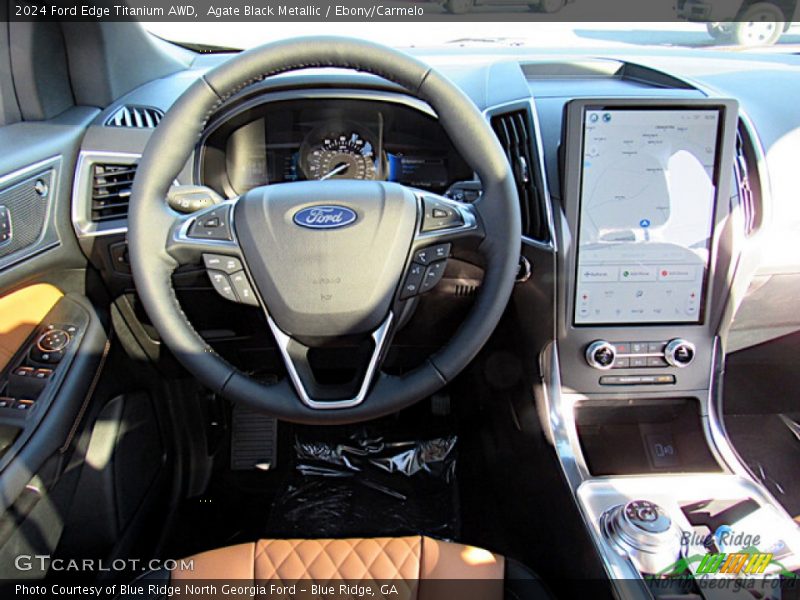 Agate Black Metallic / Ebony/Carmelo 2024 Ford Edge Titanium AWD