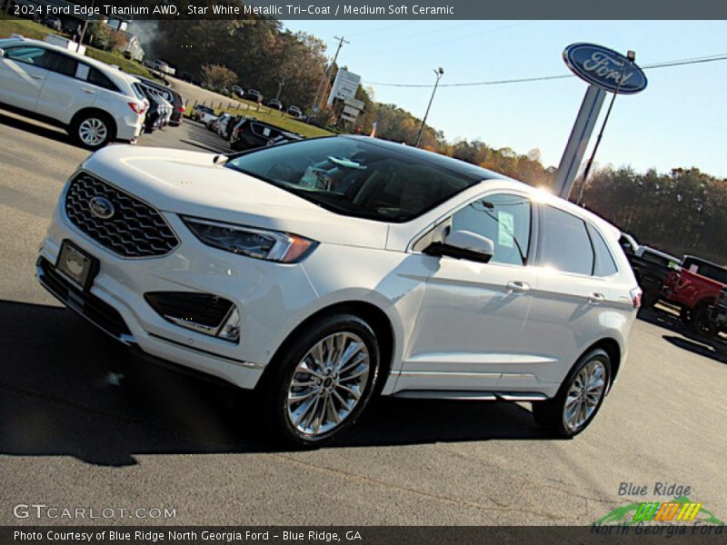Star White Metallic Tri-Coat / Medium Soft Ceramic 2024 Ford Edge Titanium AWD