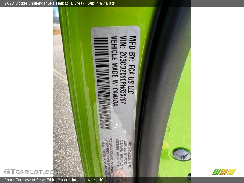 Sublime / Black 2023 Dodge Challenger SRT Hellcat JailBreak