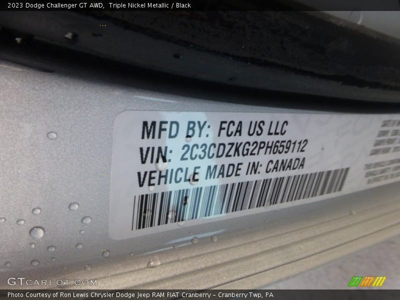 Triple Nickel Metallic / Black 2023 Dodge Challenger GT AWD