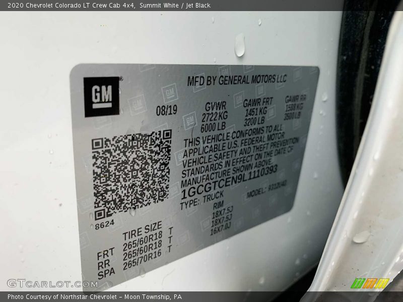 Summit White / Jet Black 2020 Chevrolet Colorado LT Crew Cab 4x4
