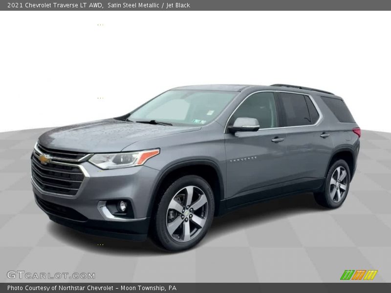 Satin Steel Metallic / Jet Black 2021 Chevrolet Traverse LT AWD