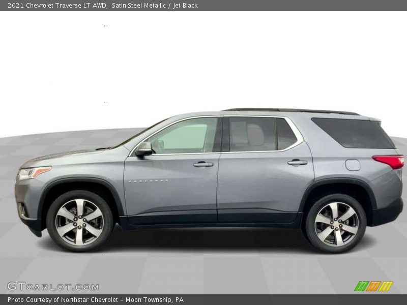 Satin Steel Metallic / Jet Black 2021 Chevrolet Traverse LT AWD