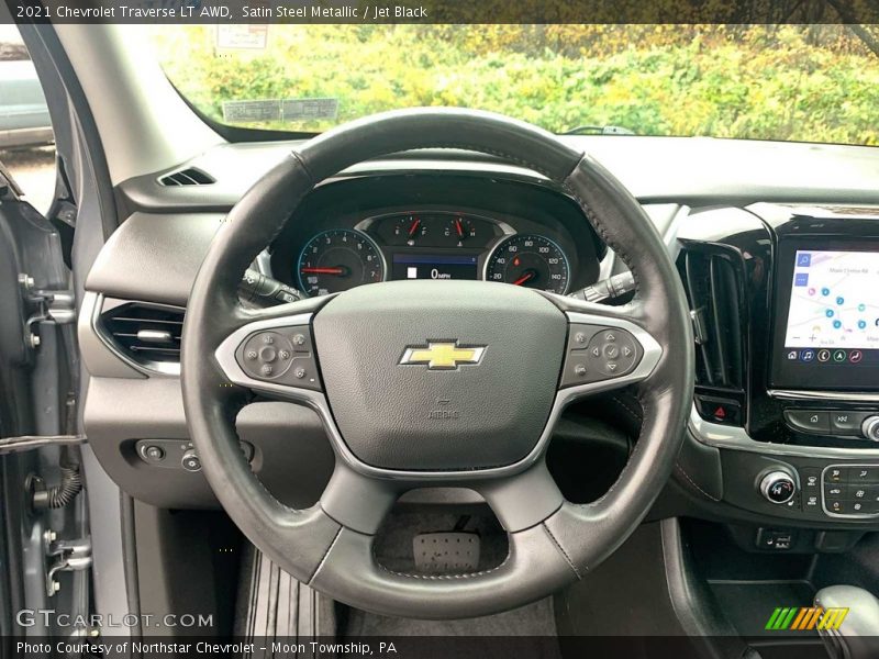 Satin Steel Metallic / Jet Black 2021 Chevrolet Traverse LT AWD