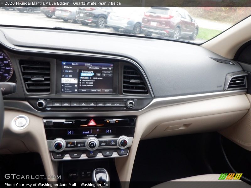 Quartz White Pearl / Beige 2020 Hyundai Elantra Value Edition