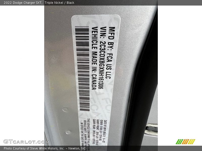 Triple Nickel / Black 2022 Dodge Charger SXT