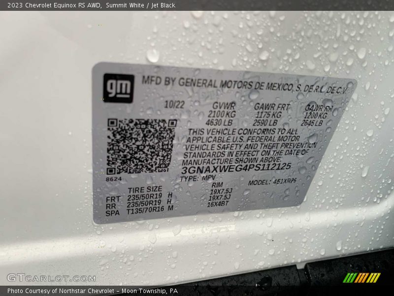 Summit White / Jet Black 2023 Chevrolet Equinox RS AWD