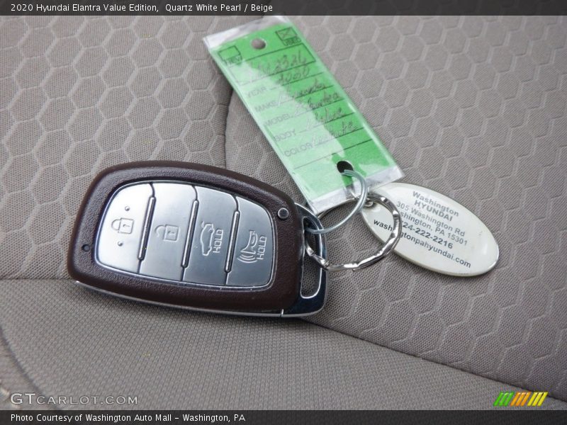 Quartz White Pearl / Beige 2020 Hyundai Elantra Value Edition