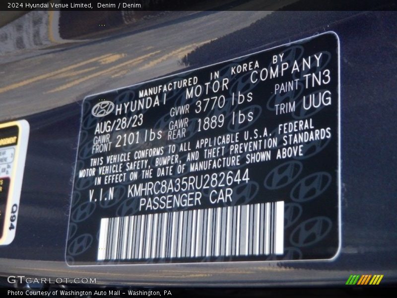 2024 Venue Limited Denim Color Code TN3