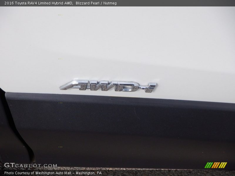 Blizzard Pearl / Nutmeg 2016 Toyota RAV4 Limited Hybrid AWD