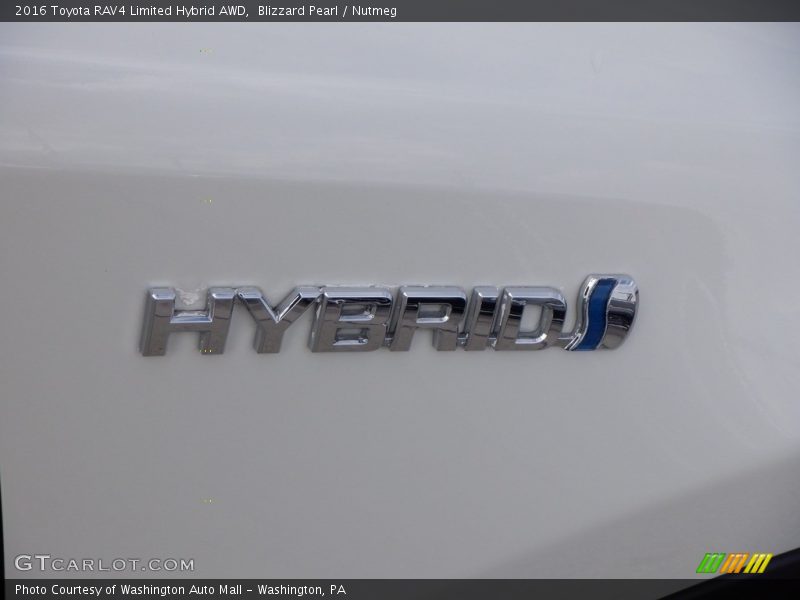 Blizzard Pearl / Nutmeg 2016 Toyota RAV4 Limited Hybrid AWD