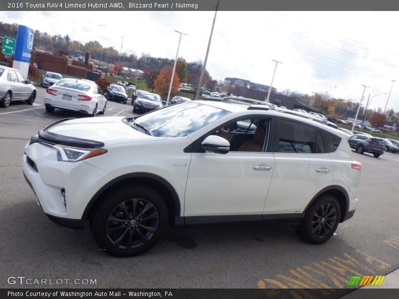 Blizzard Pearl / Nutmeg 2016 Toyota RAV4 Limited Hybrid AWD