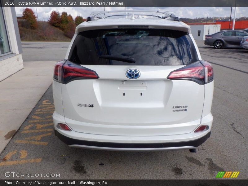 Blizzard Pearl / Nutmeg 2016 Toyota RAV4 Limited Hybrid AWD