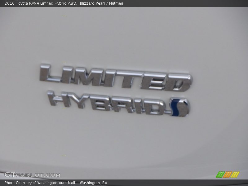 Blizzard Pearl / Nutmeg 2016 Toyota RAV4 Limited Hybrid AWD