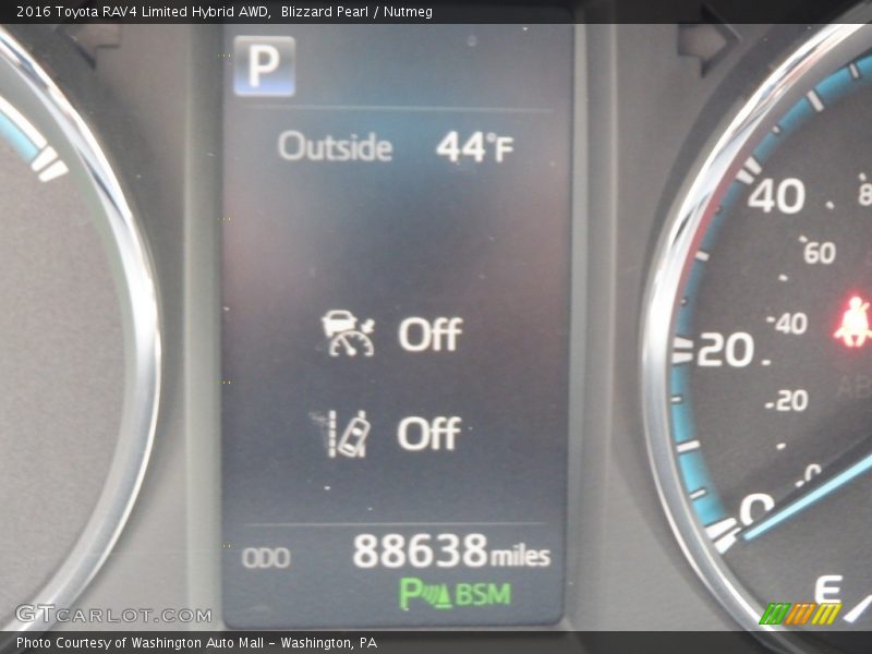 Blizzard Pearl / Nutmeg 2016 Toyota RAV4 Limited Hybrid AWD