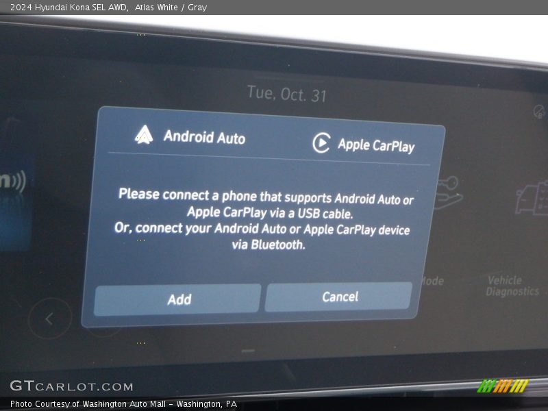 Atlas White / Gray 2024 Hyundai Kona SEL AWD