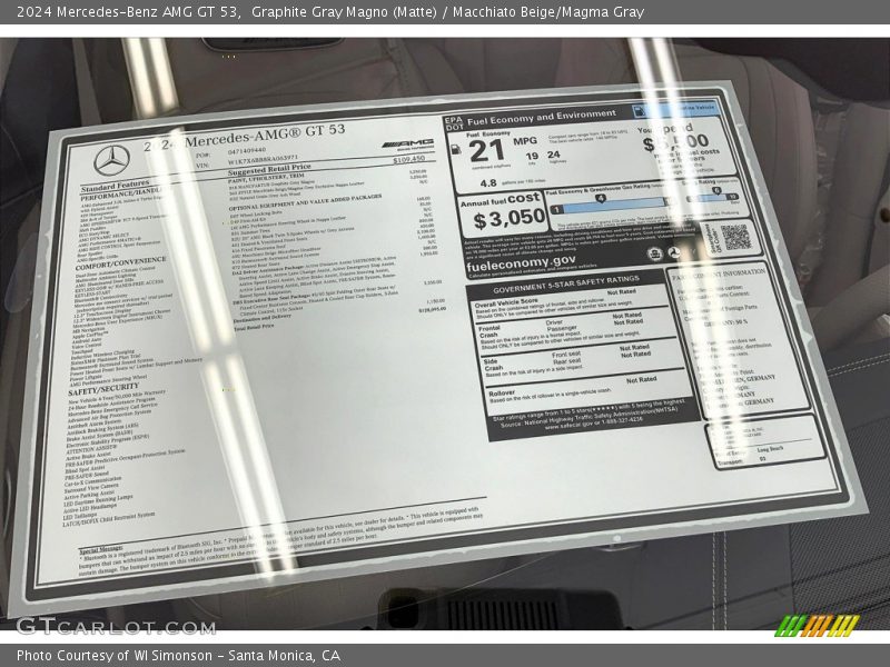  2024 AMG GT 53 Window Sticker