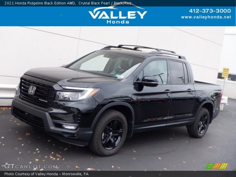 Crystal Black Pearl / Black/Red 2021 Honda Ridgeline Black Edition AWD