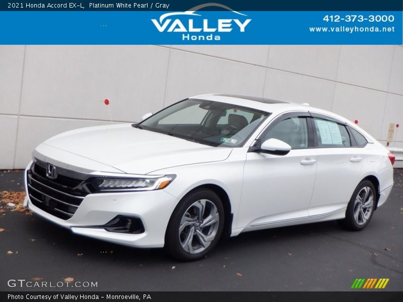 Platinum White Pearl / Gray 2021 Honda Accord EX-L