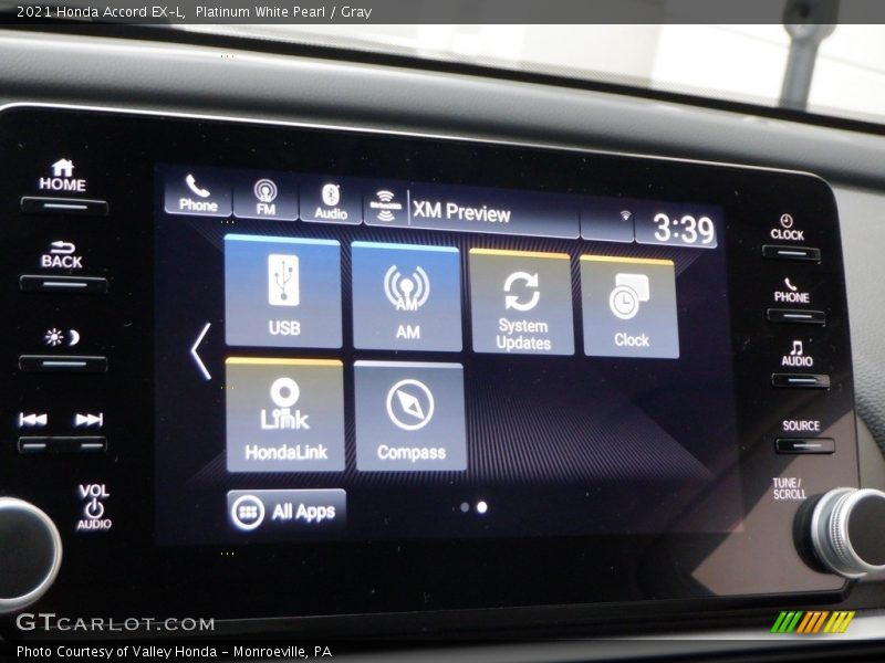 Platinum White Pearl / Gray 2021 Honda Accord EX-L