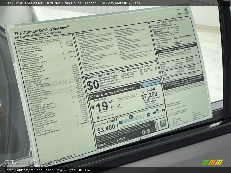  2024 8 Series M850i xDrive Gran Coupe Window Sticker
