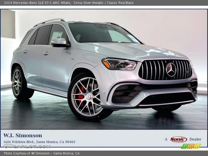 Cirrus Silver Metallic / Classic Red/Black 2024 Mercedes-Benz GLE 63 S AMG 4Matic