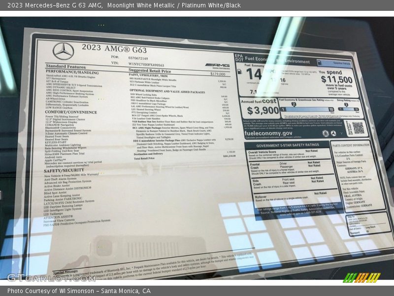  2023 G 63 AMG Window Sticker