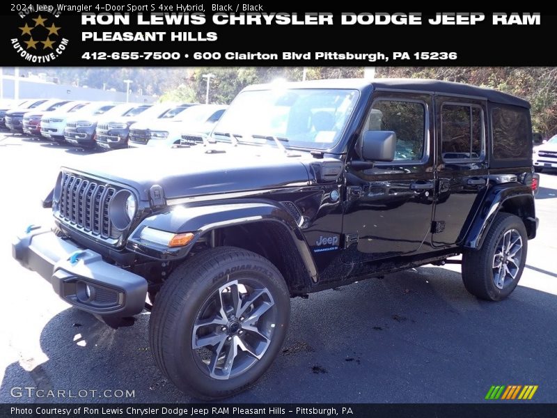 Black / Black 2024 Jeep Wrangler 4-Door Sport S 4xe Hybrid