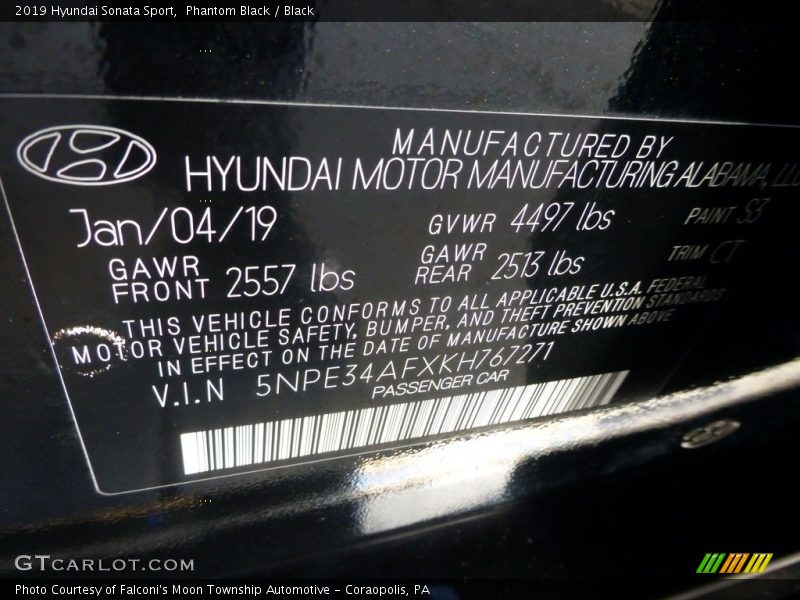 Phantom Black / Black 2019 Hyundai Sonata Sport