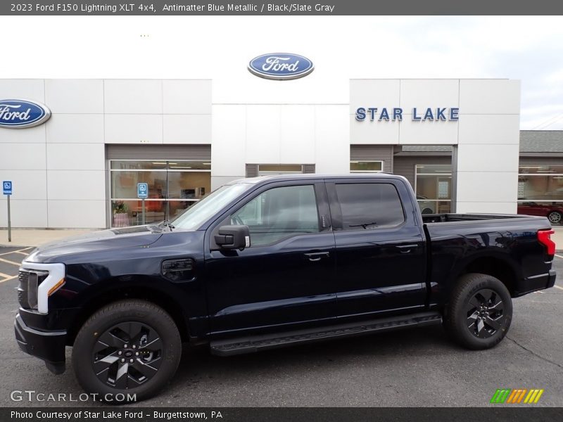 Antimatter Blue Metallic / Black/Slate Gray 2023 Ford F150 Lightning XLT 4x4