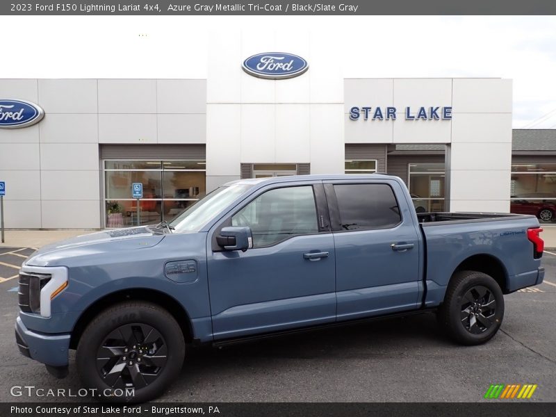 Azure Gray Metallic Tri-Coat / Black/Slate Gray 2023 Ford F150 Lightning Lariat 4x4