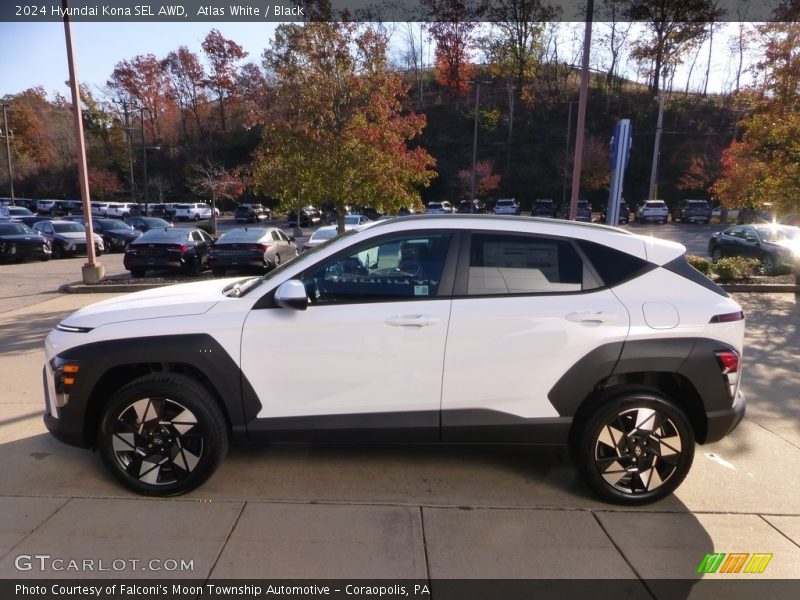 Atlas White / Black 2024 Hyundai Kona SEL AWD