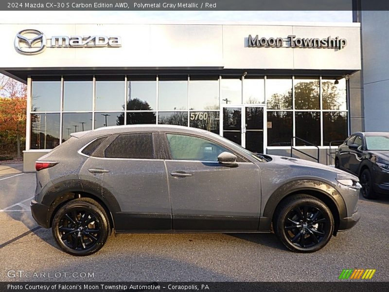 Polymetal Gray Metallic / Red 2024 Mazda CX-30 S Carbon Edition AWD