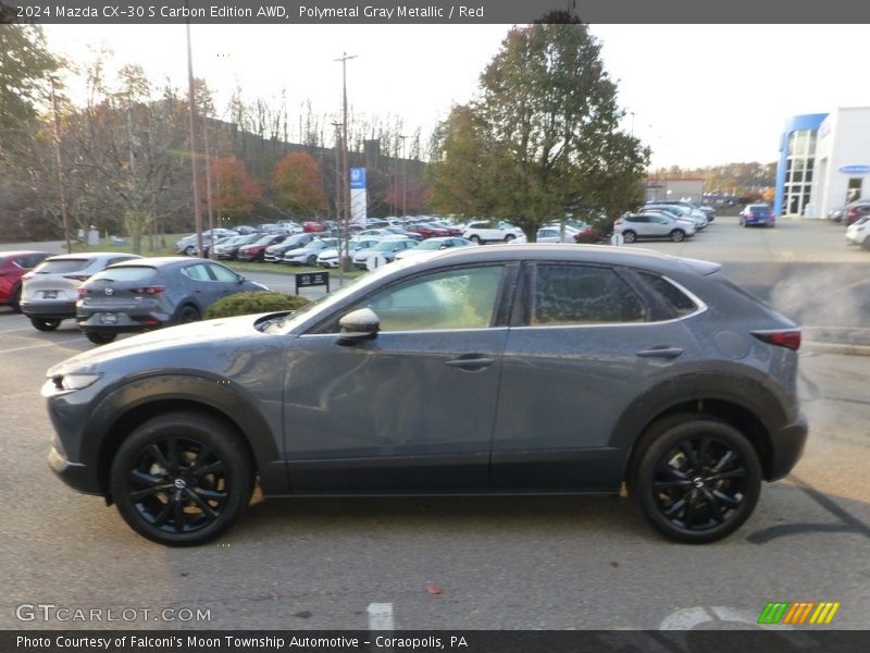 Polymetal Gray Metallic / Red 2024 Mazda CX-30 S Carbon Edition AWD