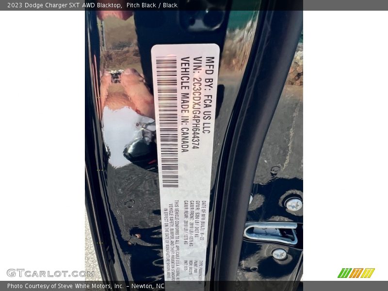 2023 Charger SXT AWD Blacktop Pitch Black Color Code PX8