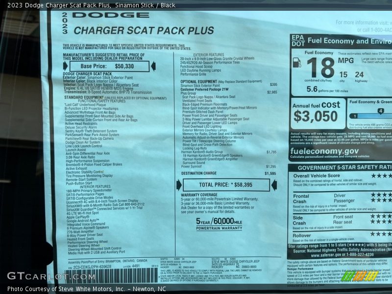 Sinamon Stick / Black 2023 Dodge Charger Scat Pack Plus