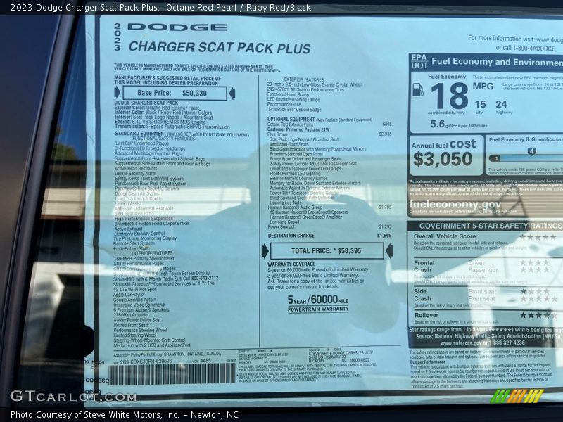  2023 Charger Scat Pack Plus Window Sticker