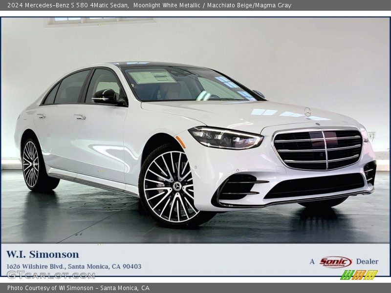 Moonlight White Metallic / Macchiato Beige/Magma Gray 2024 Mercedes-Benz S 580 4Matic Sedan