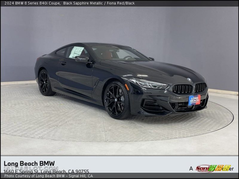 Black Sapphire Metallic / Fiona Red/Black 2024 BMW 8 Series 840i Coupe