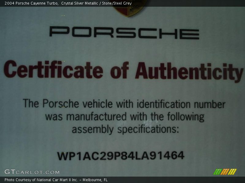 Crystal Silver Metallic / Stone/Steel Grey 2004 Porsche Cayenne Turbo