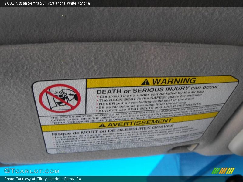 Avalanche White / Stone 2001 Nissan Sentra SE