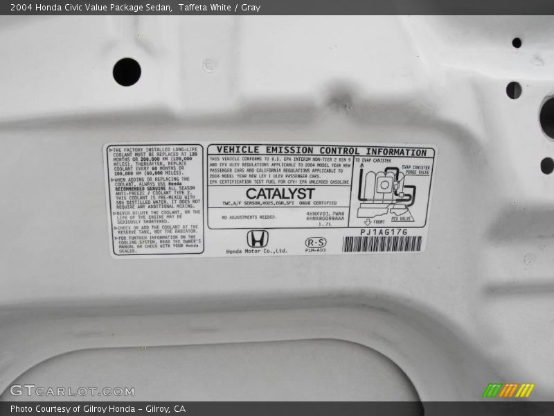 Taffeta White / Gray 2004 Honda Civic Value Package Sedan