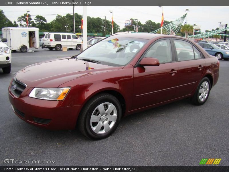 Dark Cherry Red / Beige 2008 Hyundai Sonata GLS