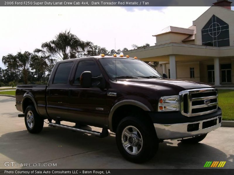 Dark Toreador Red Metallic / Tan 2006 Ford F250 Super Duty Lariat Crew Cab 4x4