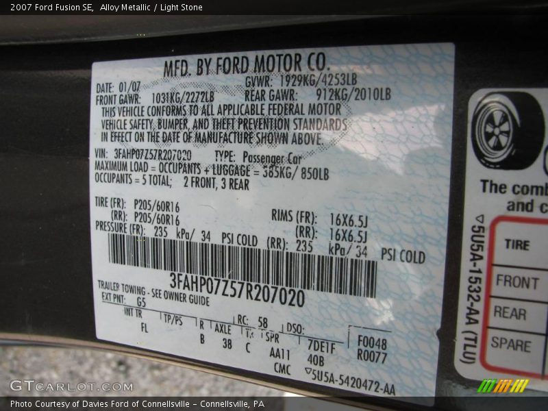 Alloy Metallic / Light Stone 2007 Ford Fusion SE