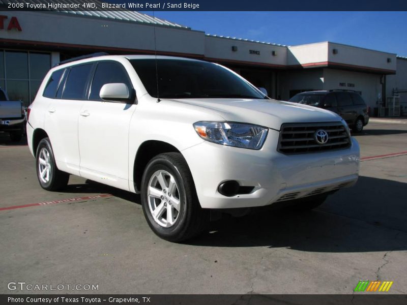 Blizzard White Pearl / Sand Beige 2008 Toyota Highlander 4WD
