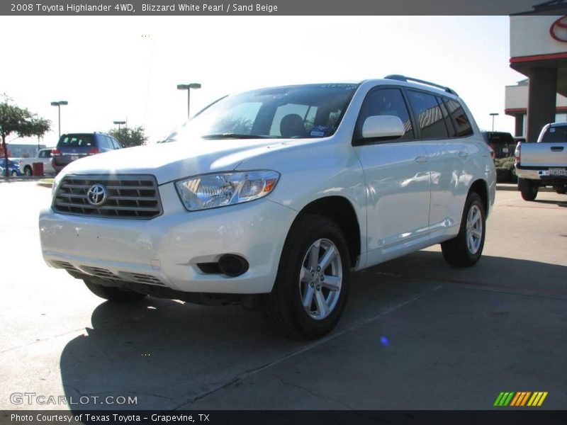 Blizzard White Pearl / Sand Beige 2008 Toyota Highlander 4WD