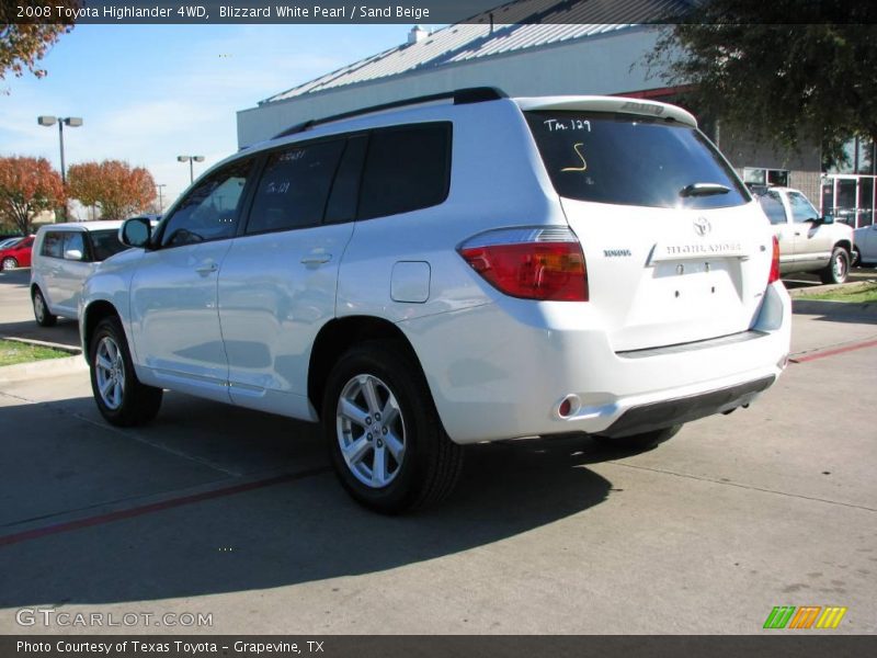 Blizzard White Pearl / Sand Beige 2008 Toyota Highlander 4WD