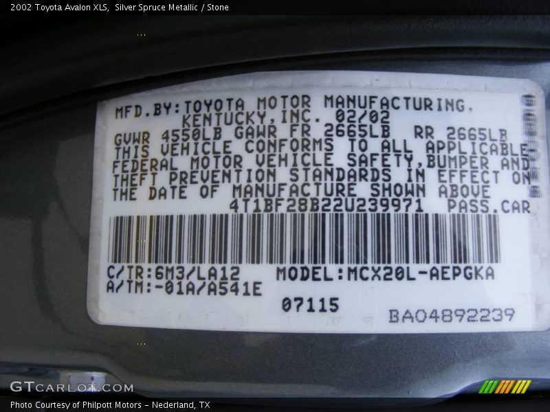 Silver Spruce Metallic / Stone 2002 Toyota Avalon XLS